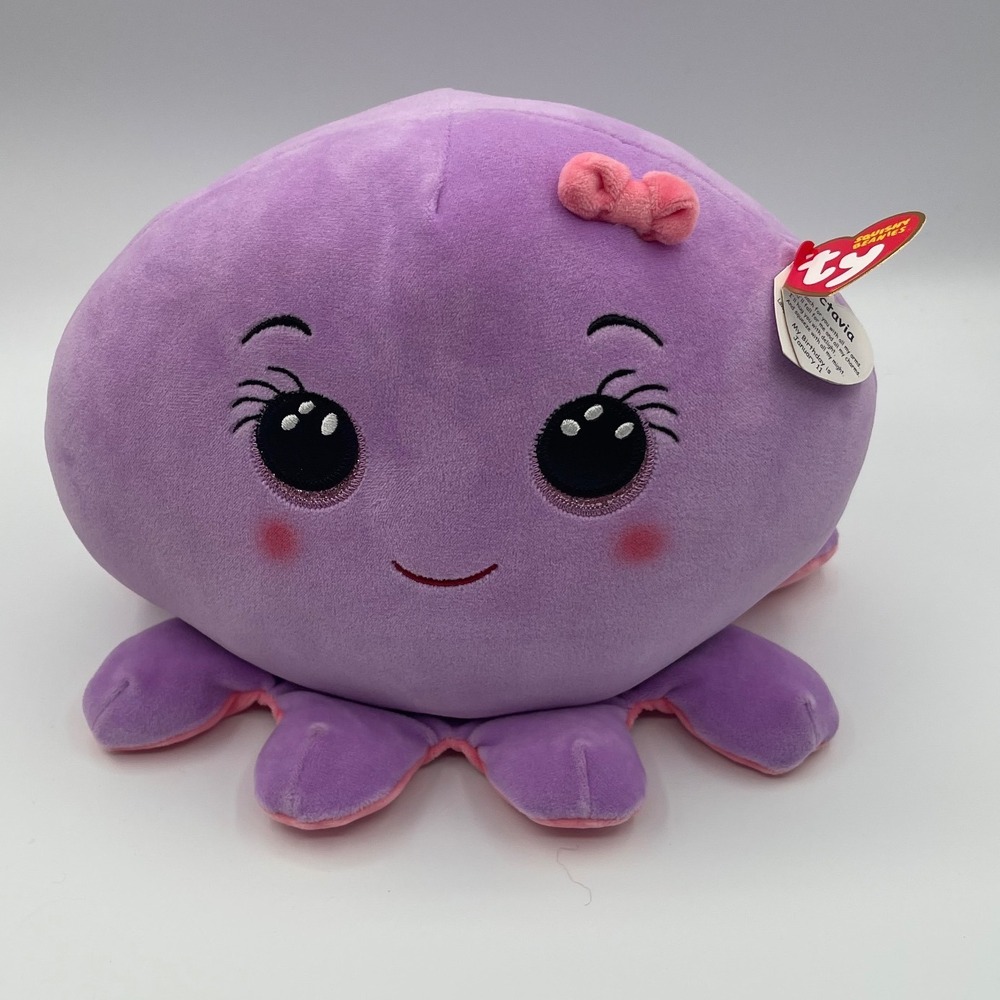 Ty Squishy Beanies Octavia the Purple Octopus Plush 9 Inch New with Tags